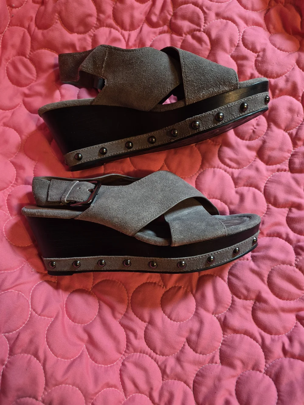 Donald J. Pliner Brown Suede Crisscross Wedge Sandals